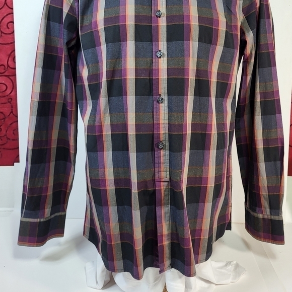 Kenneth Cole Plaid Collared Button Up Dress Shirt - Picture 4 of 9